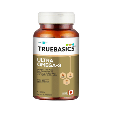 TrueBasics Ultra 1250mg Omega 3 With EPA & DHA For Heart, Joints & Eyes Health | Soft Gelatin Capsule