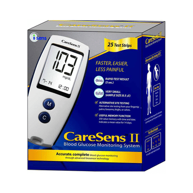 CareSens II Sugar Testing Glucometer Kit with 25 Strips Free