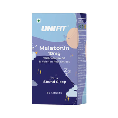 Unifit Melatonin 10mg Tablet With Vitamin B6 & Valerian Root Extract For Sound Sleep (60 Each)