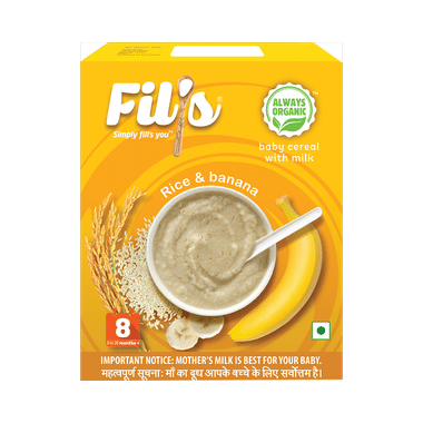 Fil's Organic Baby Cereal With Milk, 8-24 Months + Rice And Banana