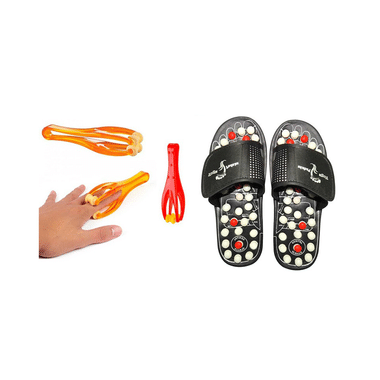 Dominion Care Combo Pack of Care Accu Paduka Accupressure Massage Slipper and Finger Massager