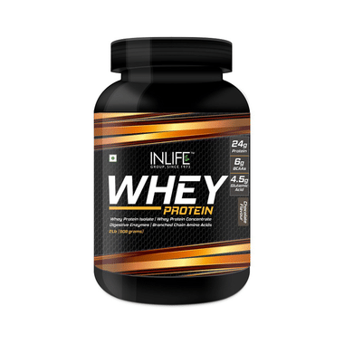 Inlife Whey Protein Powder | With Digestive Enzymes For Muscle Growth | Flavour Chocolate