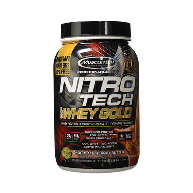 Muscletech Performance Series Nitro Tech 100% Whey Gold Whey Protein Peptides & Isolate Chocolate Peanut Butter