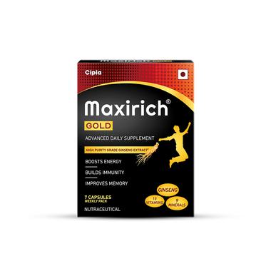 Maxirich Gold Daily Supplement With Ginseng Extract | Multivitamin For Energy, Immunity & Memory |