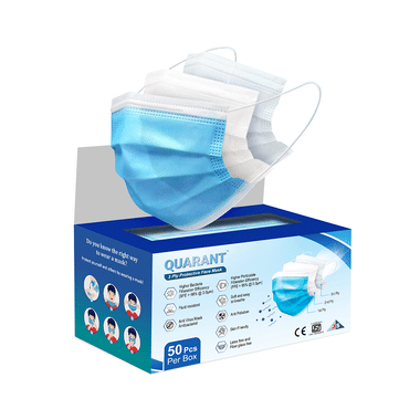 Quarant 3 Ply Protective Face Mask Blue