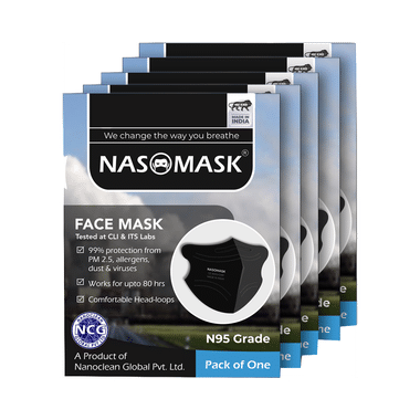 Nasomask Black N95 Grade Filter Anti-Pollution Face Mask