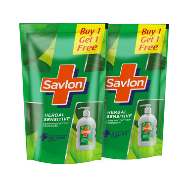 Savlon Germ Protection Handwash Refill 750ml Each (Buy 1 Get 1 Free) Herbal Sensitive
