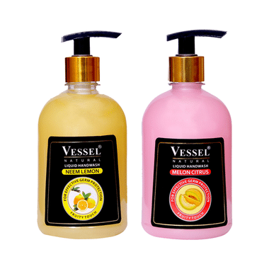 Vessel Combo Pack Of Natural Handwash Melon Citrus And Neem Lemon (500ml Each)