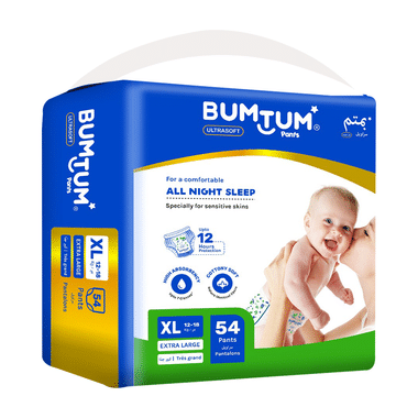 Bumtum Ultrasoft Baby Diaper Pants, Cottony Soft High Absorb Technology (54 Each) XL