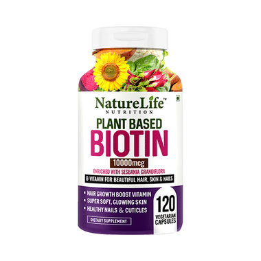 Nature Life Nutrition Plant Based Biotin 10000mcg Vegetarian Capsule