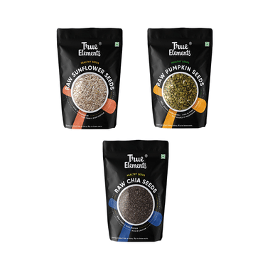 True Elements Combo Pack Of Raw Sunflower Seeds, Raw Pumpkin Seeds And Raw Chia Seeds For Protein Rich Diet (150gm Each)