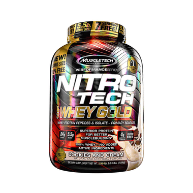 Muscletech Performance Series Nitro Tech 100% Whey Gold Whey Protein Peptides & Isolate Cookies & Cream