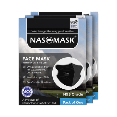 Nasomask Black N95 Grade Filter Anti-Pollution Face Mask