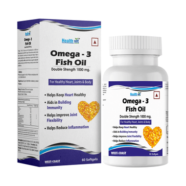 HealthVit Omega-3 Fish Oil 1000mg Double Strength 160mg EPA 120mg Softgel