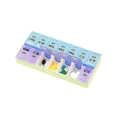 Krivish Premium Quality 14 Compartment Pill Reminder Multicolor AM-PM