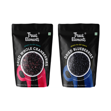 True Elements Combo Pack Of Dried Whole Cranberries And Dried Blueberries For Healthy Heart