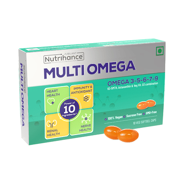 Jubilant Nutrihance Multi Omega 3-5-6-7-9 | Vegetarian Softgel For Heart, Renal & Nerve Health