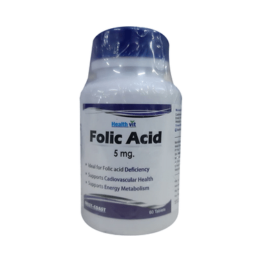 HealthVit Folic Acid 5mg | For Cardiovascular Health, Energy & Metabolism | Tablet