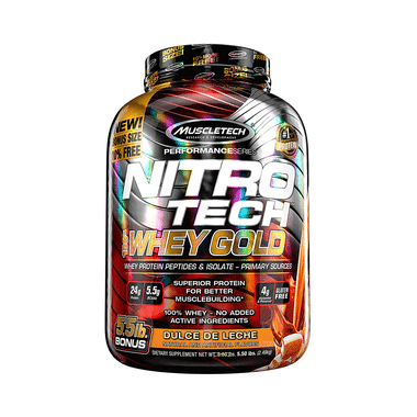 Muscletech Performance Series Nitro Tech 100% Whey Gold Whey Protein Peptides & Isolate Dulce De Leche