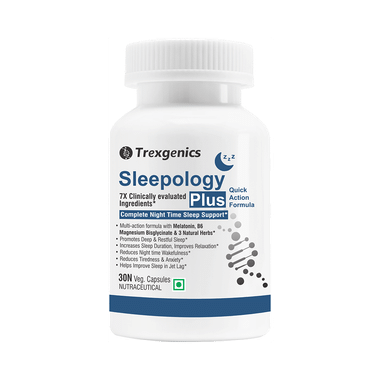 Trexgenics Sleepology Plus Melatonin 10mg + Herbs Sleep Aid Veg Capsule