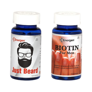 Enorgen Combo Pack Of Just Beard Capsule & Biotin Capsule For Men (60 Each)