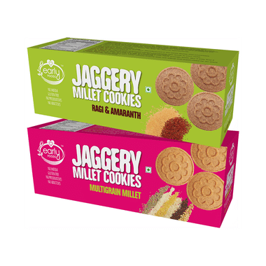 Early Foods Combo Pack Of Jaggery Millet Cookies Ragi & Amaranth And Jaggery Millet Cookies Multigrain Millet (150gm Each)