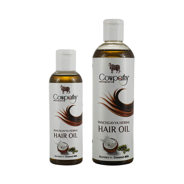 Cowpathy Combo Pack Of Panchgavya Herbal Coconut Milk Hair Oil 100ml And 200ml