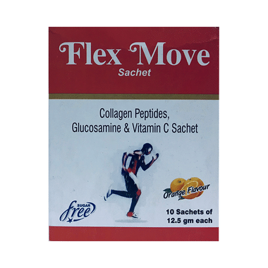 Flex Move Sachet With Collagen, Glucosamine & Vitamin C | Sugar Free | Flavour Orange