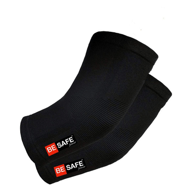 Be Safe Forever Elbow Sleeves Support Compression Socks Pair Large Black