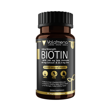 Volamena Ultra Strength Biotin 1000mcg | With Saw Palmatte, Calcium & Zinc For Skin, Hair & Nails | Tablet