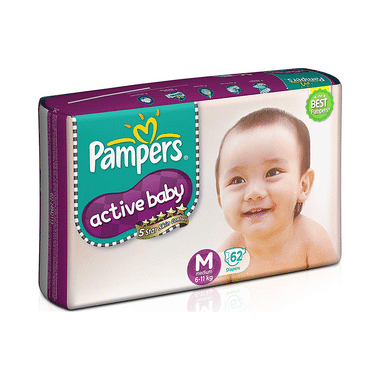 Pampers Active Baby with Comfortable Fit | Size Diaper Medium