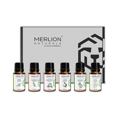 Merlion Naturals Basil, Chamomile, Grapefruit, Lemon, Bergamont, Fennel Essential Oil (12ml Each)