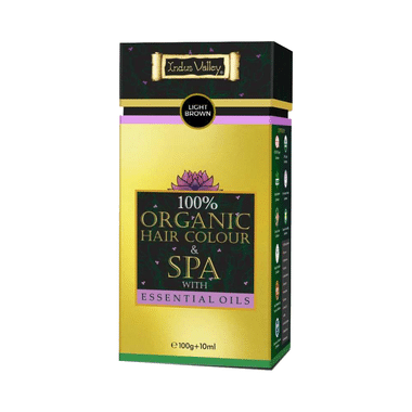Indus Valley 100% Organic Hair Colour & Spa With Essential Oils (Hair Colour 100gm & Spa Elixir 10ml) Light Brown