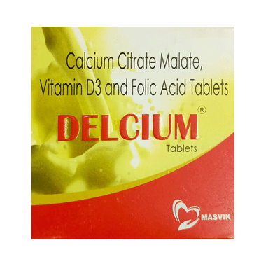 Masvik Delcium Calcium Citrate Malate, Vitamin D3 And Folic Acid Tablet