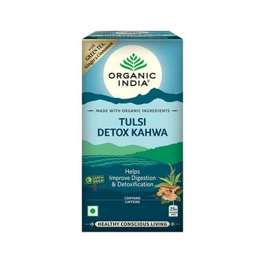 Organic India Tea For Immunity, Antioxidant Support & Stress Relief | Flavour Tulsi Detox Kahwa Green Tea