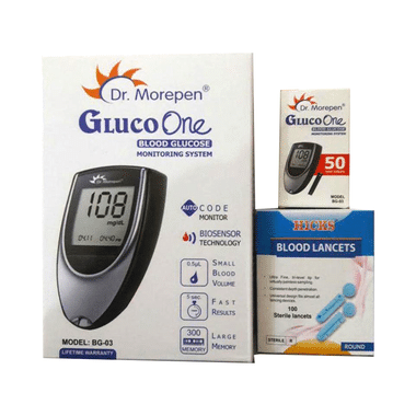 Dr Morepen Combo Pack of BG-03 Glucose Meter, 50 Test Strips and 100 Lancets