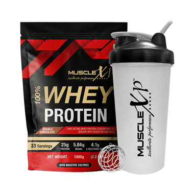 MuscleXP 100% Whey Protein With Digestive Enzymes Double Chocolate With Shaker