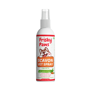 Frisky Paws Scavon Vet Spray for Pets with Haldi & Tulsi (200ml Each)