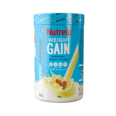 Patanjali Nutrela Weight Gain Supplement With Glutamine, Protein & Permitted Botanical Extracts | Powder Banana