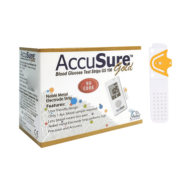 AccuSure Gold Blood Glucose Test Strip (Only Strip)