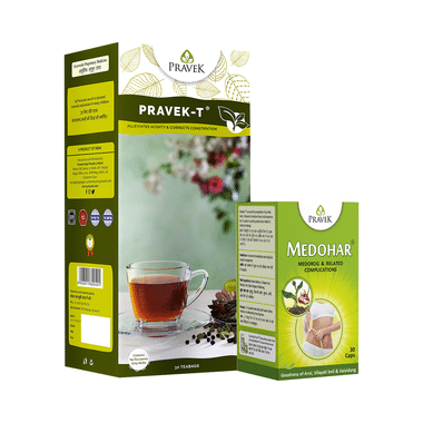 Pravek Combo Pack Of Pravek-T 30 Tea Bags And Medohar 30 Capsule