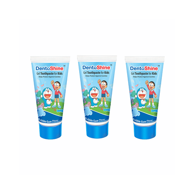 DentoShine Gel Toothpaste For Kids (80gm Each) Bubblegum Doraemon