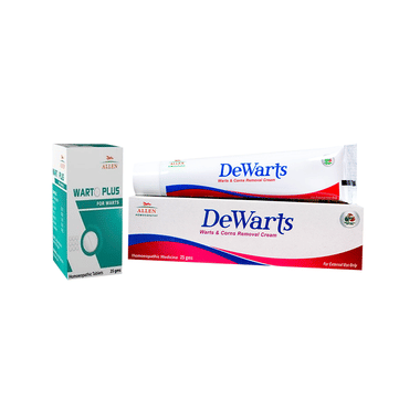 Allen Anti Warts Combo Pack Of Warto Plus 30gm Tablet & Dewarts Cream 25gm