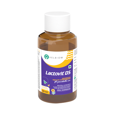 Velbiom Lactovit DS Probiotic Health Supplement Oral Suspension (60ml Each) Orange