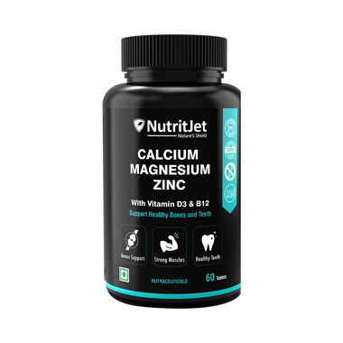 NutritJet Calcium Magnesium & Zinc with Vitamin D3 & B12 | For Healthy Bones, Muscles & Teeth | Tablet