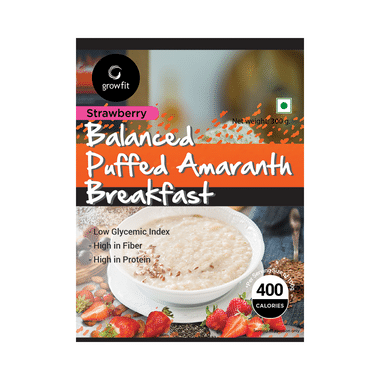 Growfit Balanced Puffed Amaranth Breakfast Cereal Strawberry