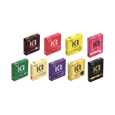 K2 Chocolate, Strawberry, Banana, Ultra-Thin, Mint, Vanilla, Grapes, Extra-Time, X4 (3pc Each) Delight Series & Premium Series Condom Combo