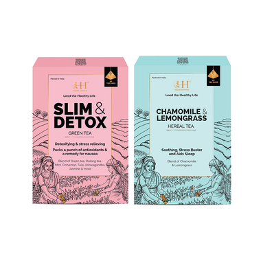 Healthy & Hygiene Combo Pack of Slim & Detox Green 20 Tea Bag & Chamomile & Lemongrass Herbal 20 Tea Bag (2gm Each)