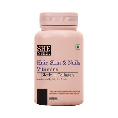 SheNeed Hair, Skin & Nails Vitamins Biotin+Collagen Nutraceutical Capsule
