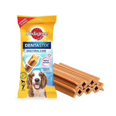 Pedigree Dentastix Daily Oral Care Dog Treat For Adult (7 Stick Each) Medium Breed 10-25 Kg